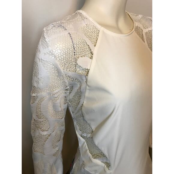 Bebe White Long Sleeve Cut Out Lace Gown M Bohemian Formal Maxi Dress Wedding - Picture 5 of 16